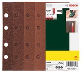 Bosch 25-Piece Sanding Sheet Set (Different Materials, Grit Size 40/60/80/120, 8 Holes, Accessories for orBital Sander)