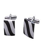 Zivom® Wave Stripe Square Black Silver Rhodium Office Formal Shirt Blazer Cufflink Pair Men Gift Box