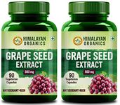 Himalayan Organics Grape Seed Extract 500Mg Antioxidant Supplement | Healthy Cholesterol Level | Boost Immunity | Promote Healthy Hair And Skin - 90 Veg Capsules x Pack of 2