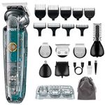 VGR Beard Trimmer Men Rechargeable Kit via USB-C All in One Grooming 180 Min Battery IPX6 Waterproof Cordless Hair Clippers - Male Electric Shaver Razor for Face Ear Nose Head Body Groomer 6 in 1