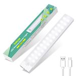 Under Cabinet Lights, 2000mAh USB Rechargeable LED Motion Sensor 26 LEDs with Stepless Dimming, 20cm 6000K Under Cupboard Lights with Magnetic Strip for Closet Hallway Wardrobe Stairs(1 Pack)