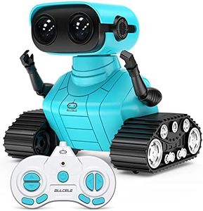 ALLCELE Robot Toys, Rechargeable RC Robots for Kids Boys, Remote Control Toy with Music and LED Eyes, Gift for Children Age 3 Years and Up - Blue