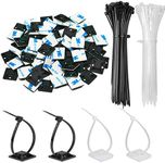 140 Pack 3/4" Zip Tie Adhesive Mounts Self Adhesive Cable Tie Base Holders with Multi-Purpose Tie wire clips with screw hole,Anchor stick on wire holder with White and Black