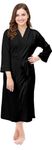 NY Threads Luxurious Women Knit Robe Kimono Cotton Blend Bathrobe Ladies Loungewear Sleepwear (X-Large, Black)