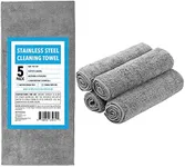 IMPRESA [5 Pack Extra Large Stainless Steel Cleaning Towel for Chemical-Free Cleaning and Polishing – Non-Abrasive, Super Absorbent Microfiber Cleaning Cloth – Streak and Lint Free