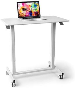 Duronic Sit-Stand Desk TM03T | White Ergonomic Desk | Multi-Use Home Office Table on Wheels | For both Adults & Children | 88x50cm Platform | Portable | Adjustable Height 73-107cm | 15kg Capacity…