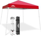 EAGLE PEAK 10x10 Slant Leg Pop-up Canopy Tent Easy One Person Setup Instant Outdoor Canopy Folding Shelter 10x10 Base 8x8 Top (Red)