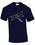 Crown Designs X-Wing Fighter Paper Plane Sci Fi Movie Film Inspired for Men & Teenagers T-Shirts Tops - Navy/Medium