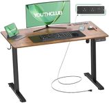 YOUTHCLUB Height Adjustable Electric Standing Desk, 120x60cm Adjustable Stand Up Desk with Power Outlets & USB/Type-C, Memory Computer Touch Screen for Work, Office, Home, Vintage Oak