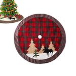 MaitianGuyou Christmas Tree Skirt,40 Inch Red Plaid Tree Skirt for Xmas Holiday Decorations