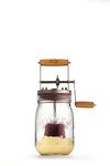 Kilner EST1842 Borosilicate Glass Butter Chruner with Acacia Wooden Handle Shakes Stainless Steel Gear, Hand Crank Mason Jar with Silicone Gasket, 1 Litre, (Transparent)