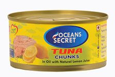 Oceans Secret Canned Tuna Chunks in Oil with Natural Lemon Juice, ( 180 g ) (Pack of 8)