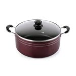 Cello Prima Non Stick Biryani Pot 5.5 LTR with Glass Lid, Gas Stove Compatible Only, Cherry