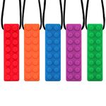 Novelfun Sensory Chew Necklace, 5 Pack Silicone Chew Pendant Training and Development Fidget Toy Chewing Necklace for Teething Babies, Autism ADHD SPD, Oral Motor, Anxiety, Autistic Children