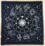 INDIAN CONSIGNERS Altar Cloth Zodiac Witchcraft Alter Tarot Spread Top Cloth Wiccan Square Spiritual 18 by 18 Sacred Cloth (Zodiac Silver)