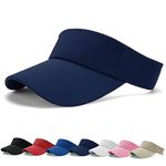 BLURBE Sun Visor Cap - Women Ponytail Baseball Cap, Sport Outdoor Plain Visor Cap, Adjustable Twill Golf Tennis Visor Hats for Men Navy