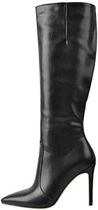 Only maker Stivali classici da donna in pizzo stivali a spillo, Poliuretano nero., 43 EU