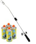 Weed Wand Killer with Adjustable Flame - Blowtorch Butane Gas Destroys Garden Moss, Fungus, De-Icing, Lighting BBQ's - Weed Zapper with Cordless Design (Weed Wand + 4 Canisters)