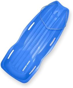 Slippery Racer Downhill Xtreme Flexible Adults and Kids Plastic Toboggan Snow Sled for Up to 2 Riders with Pull Rope and Handles, Blue