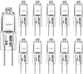 Suithink 12 Pack Halogen G4 Dimmable 12V with G4 Bi-pin Base,High Output G4 Light Bulb 12V 150LM 3000Hrs Long Lifetime, CRI100 & 2800K Warm White G4 Halogen Bulb 10W for Cabinet Light Bulb (10, Watts)