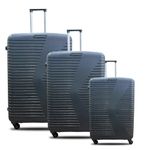 VIP Hard Trolley Bags Set Polycarbonate Sera (Set Of 3 Pieces) Small Medium And Large 4 Spinner Wheels Unisex Hardsided Luggage (K Dark Grey), 54 Cm