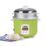 AGARO Marvel Electric Rice Cooker, 1.8L, 700W, Automatic Boiler, Steamer, Removable Aluminium Pot, Stainless Steel Lid, Keep Warm Function, Trivet Plate, Rice, Veggies, Green