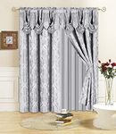 All American Collection New 4 Piece Drape Set with Attached Valance and Sheer with 2 Tie Backs Included (84" Length, Grey)