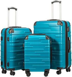 Coolife Luggage Expandable(only 28") Suitcase 3 Piece Set with TSA Lock Spinner 20in24in28in (lake blue)