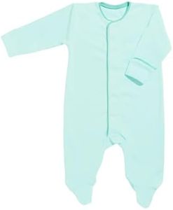 Babynetic Magnetic Baby Footie - Peruvian Pima Cotton, Premium Infant One-Piece with Easy Magnetic Closures, Soft Breathable Fabric – Fresh Mint, 3-6 Months