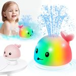 2024 Upgraded Bath Toys, Rechargeable Baby Bath Toys, Spray Water Light Up 6-12 12-18 Months, Sprinkler Water Pool Bathtub Toys for Toddlers 1-3 2-4 Boys Girls Infant Kids -Pink