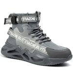 ORISTACO Steel Toe Safety High-Cut Boot, Breathable Lightweight Smash-Proof Industries Construction Work Shoes, Grey, 11 Women/9.5 Men