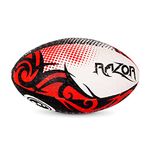 Optimum Razor Rugby Ball - Perfect for Training & Gameplay, Great Flight & Air Retention, Rubber Dimpled Surface for Grip, 2-Ply 410g - Black/Red, Size 5