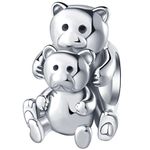 Mother and Baby Teddy Bear Hug Charms, fits Pandora First Mothers Day Bracelet, 925 Sterling Silver Animal Mum Love Child Mama Bear Beads, Gift for Godmother/Best Mum