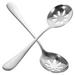 FELTECHELECTR 2pcs Stainless Steel Colander Slotted Serving Spoons Small Serving Spoons Skimmer Spoon Cooking Serving Spoons Mixing Spoon Metal Spoons Reusable Serving Spoons Buffet Perforation