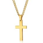 CarPlusStudio Cross Necklace for Men Women - Cross Pendant Chain 316L Stainless Steel Silver/Gold/Black Cross Chain Necklaces Gifts for Easter, Birthday, Christmas