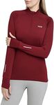 TCA Women's Winter Run Half-Zip Long Sleeve Running Reflective Training Workout Outdoor Athletic Top - Cabernet, L