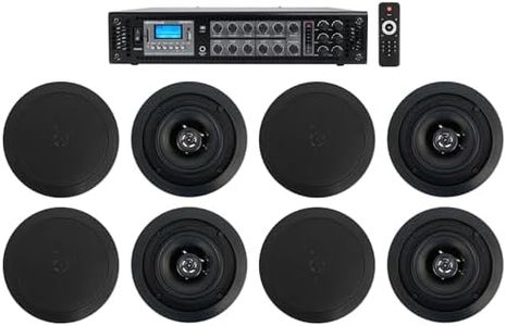 Home Audio System+8 5.25" Black Ceiling Speakers 4 Bedroom/Living Room/Bathroom