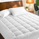 Bare Home Full Extra Long Mattress Pad Cotton Top Mattress Cover - Fitted Mattress Pad Protector - 8" to 21" Deep Pockets - Cooling Breathable Air Flow - Plush Soft Noiseless Mattress Topper (Full XL)