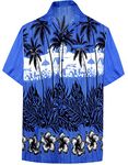 LA Leela Men's Funky Beach Button Down Hawaiian Shirts 5XL Dustyblue, Dark Bushy