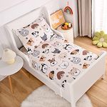 KWLOVER Soft Bed Fitted Sheet and Pillowcase Set,Doggy Printed Design Pattern Sheets for Kids Teens Twin Size Bed