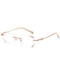 TERAISE Frameless Reading Glasses For Women With Blue Light Blocking,Fashion Diamond Cutting Rimless Eyeglasses