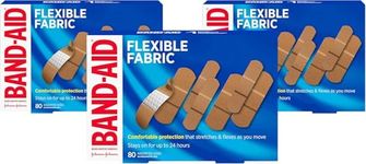 Band-Aid Flexible Fabric Adhesive Bandages, Assorted Sizes Value Pack, Small and Regular, beige, Pack of 3 (240 count Total)