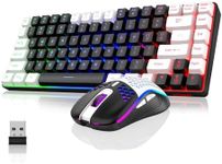 RedThunder K84 Wireless Keyboard and Mouse Combo, Rainbow Backlit Rechargeable Battery, 75% Layout TKL Ultra Compact Gaming Keyboard & Lightweight 3200 DPI Honeycomb Optical Mouse (Black-White)