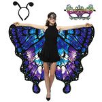 WhiteUniQoon Double-Sided Printing Butterfly Costume for Women, Halloween Costumes Adult Butterfly Wings for Women (#005)