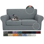 JIVINER Newest 3 Pieces Stretch Couch Covers for 2 Cushion Couch Fitted Thick Loveseat Sofa Slipcover with 2 Seat Cushion Covers for Living Room Pet Dogs (Loveseat, Light Gray)