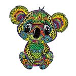 Cuteefun Wooden Jigsaw Puzzle for Adults Unique Shape Puzzle Cute Koala 215 Piece Jigsaw Puzzle for Birthday Father's Day (A4 Size)