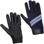 Inspired Comforts Wheelchair Full Finger Gloves with Anti-Slip Grip, Breathable & Reflective (Black/Black,L)