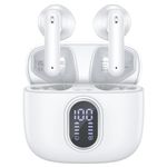 Wireless Earbuds Bluetooth 5.3 Headphones HiFi Stereo Deep Bass and 4 ENC Noise Cancellation Mics, Wireless Headphones in ear 40Hrs Playtime with LED Display Bluetooth Ear Buds IPX7 Waterproof, White