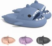 Jamo Homzi Shark Slides Cloud Slippers for Men&Women Upgrade Open Toe Slide Sandals Anti-Slip Beach Pool Shower Shoes with Cushioned Thick Sole, Blue, 7-8 Women/6-7 Men