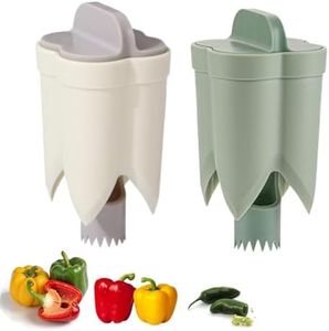 Pepper Seed Corer Remover,2025 Upgraded 2-In-1 Bell Pepper Cutter & Deseeder for Effortless,Fruit Pepper Corer, Kitchen Gadgets for Bell Pepper Jalapeno Bitter Melon Corers (Green+White)